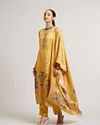 Mohey Women Mustard Yellow Floral Printed Straight Suit Set with Sequin & Zari Work
