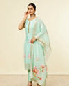 Mohey Women Sea Green Floral Printed Straight Suit