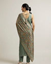 Mohey Women Pista Green Floral Embroidered Straight Suit with Rhinestones
