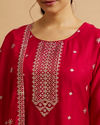 Mohey Women Dark Red Buta Patterned Straight Suit
