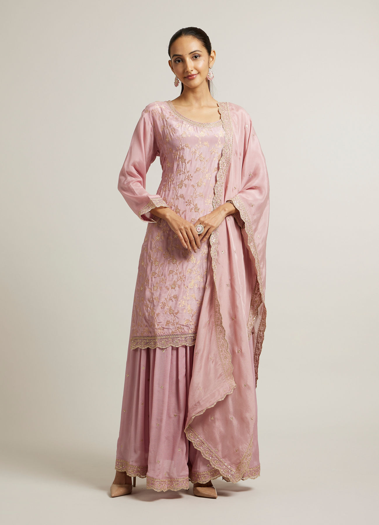 Mohey Women Light Purple Bel Buti Patterned Suit with Sequin Work