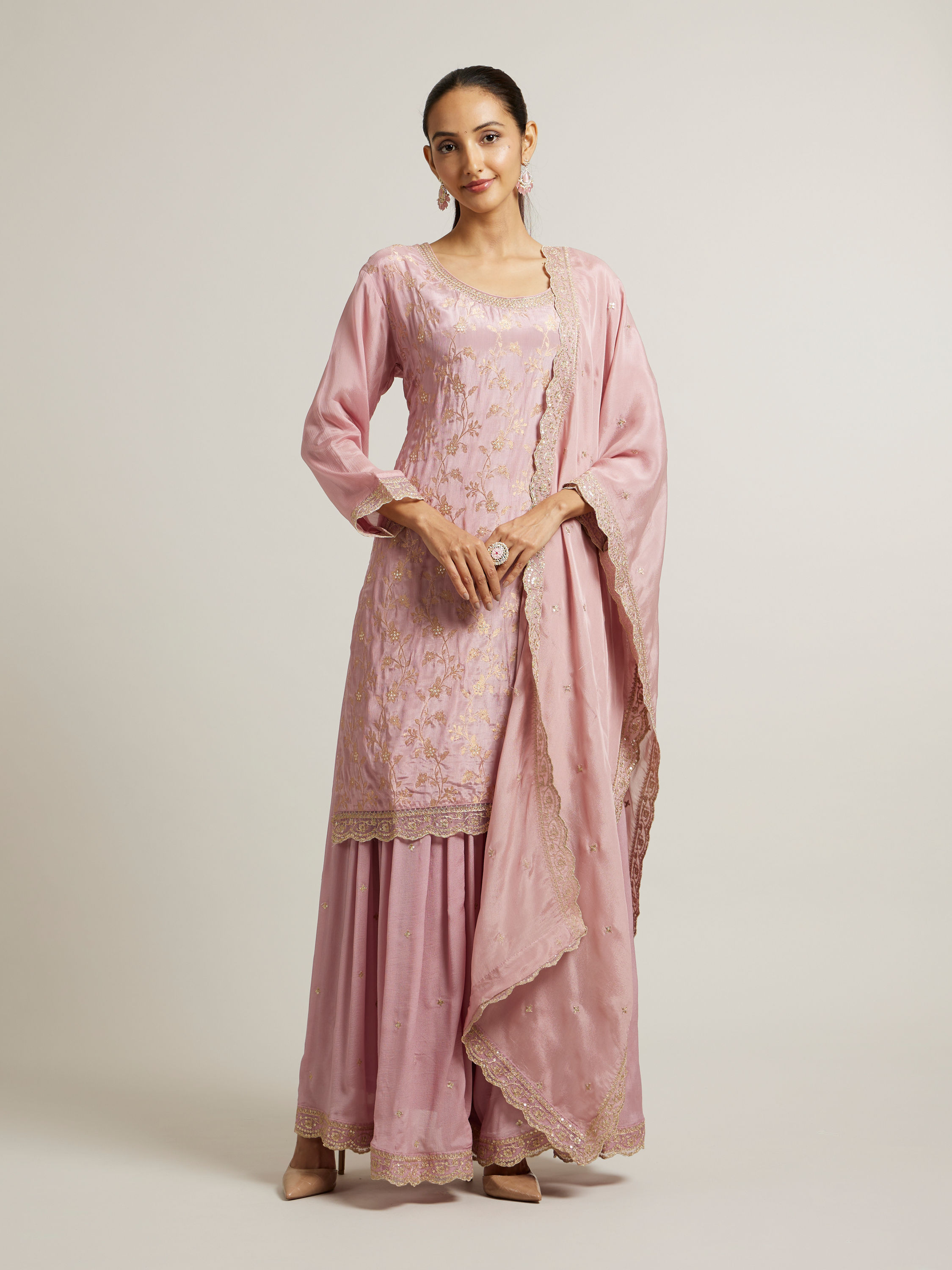 Mohey Women Light Purple Bel Buti Patterned Suit with Sequin Work
