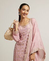 Mohey Women Light Purple Bel Buti Patterned Suit with Sequin Work