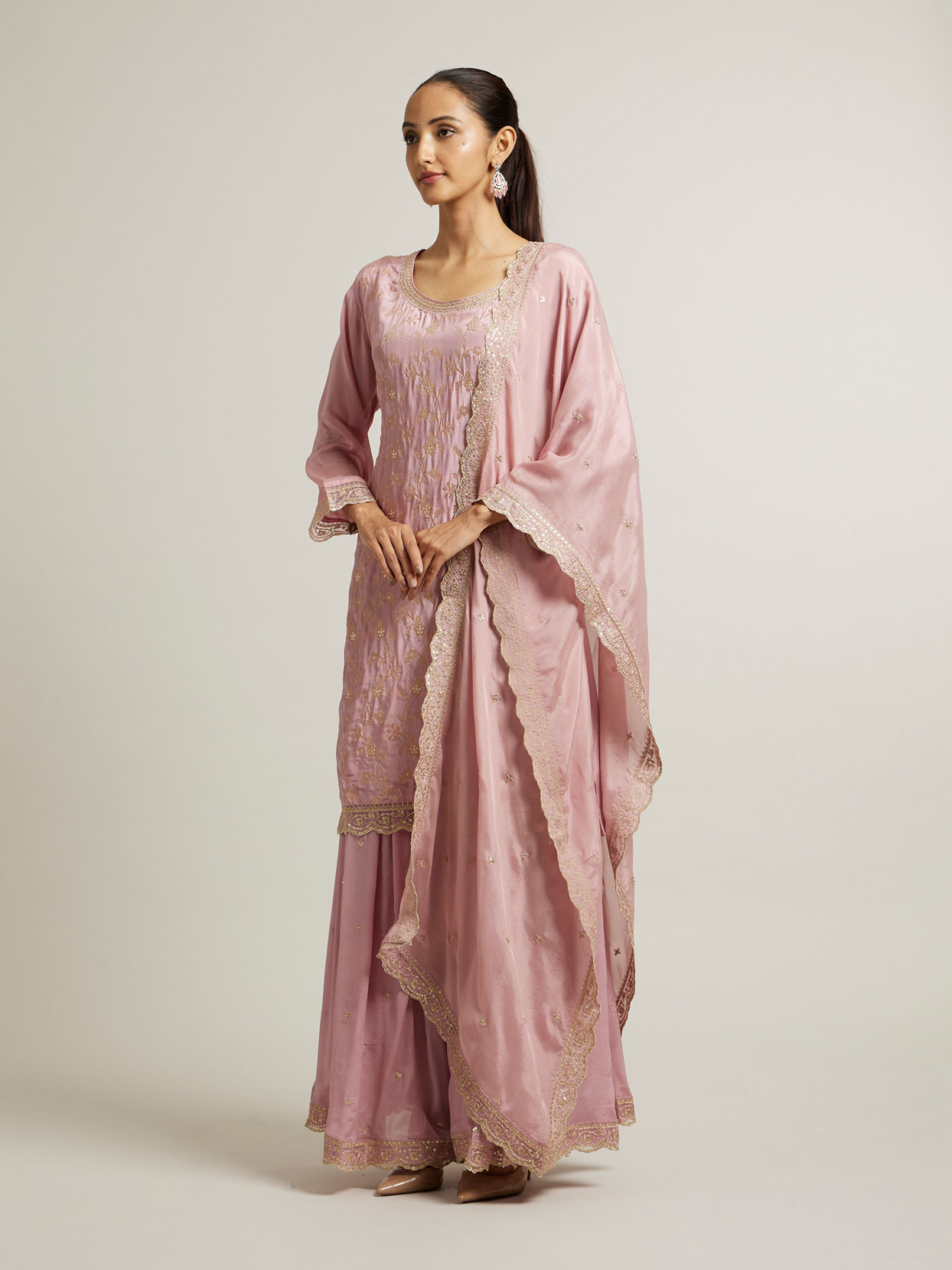 Mohey Women Light Purple Bel Buti Patterned Suit with Sequin Work