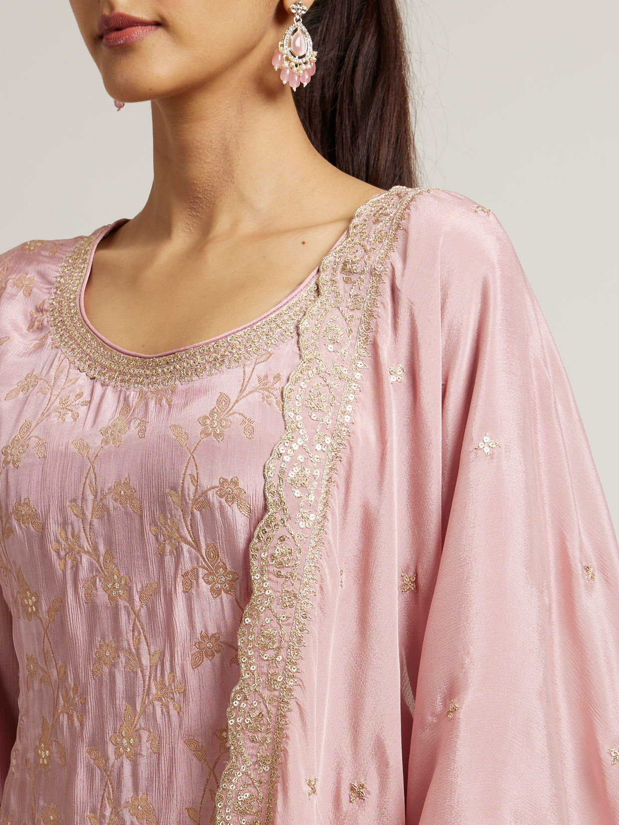 Mohey Women Light Purple Bel Buti Patterned Suit with Sequin Work