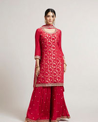 Mohey Women Red Radiance Stitched Suit