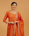 Mohey Women Pumpkin Orange Bel Buti Patterned Suit Set with Floral Butas image number 1