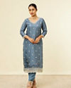 Dark Grey Buta Printed Pallazo Suit