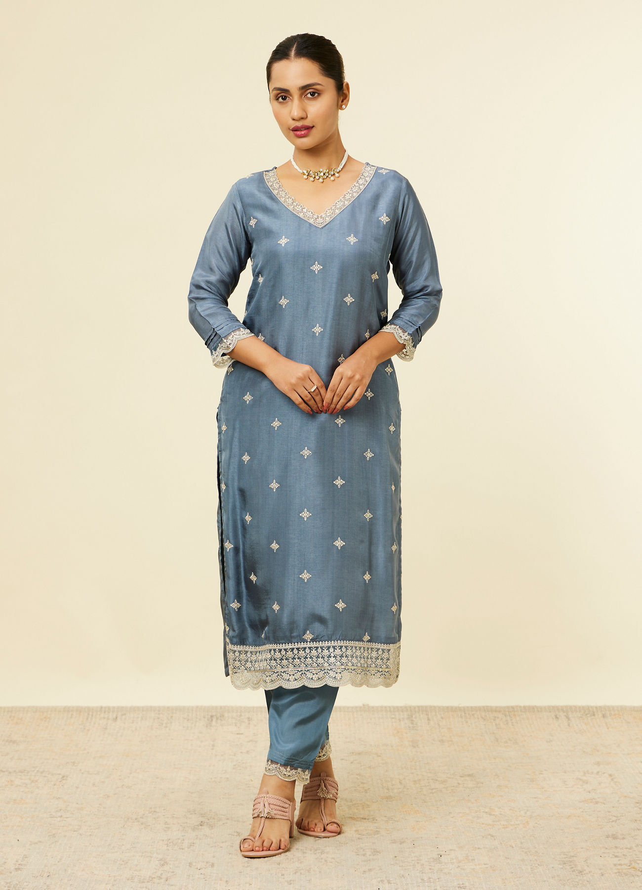 Mohey Women Dark Grey Buta Printed Pallazo Suit