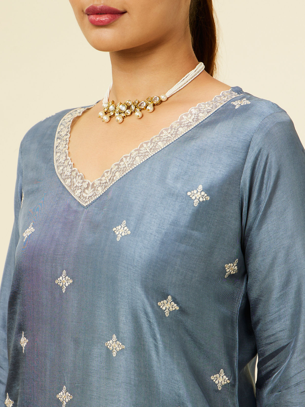Mohey Women Dark Grey Buta Printed Pallazo Suit