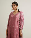 alt message - Mohey Women Dusty Pink Floral Buta Patterned Stitched Suit image number 1