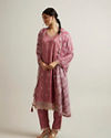 Mohey Women Dusty Pink Floral Buta Patterned Straight Suit