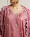Mohey Women Dusty Pink Floral Buta Patterned Straight Suit