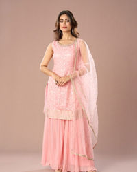 Mohey Women Light Pink Sharara Suit Fiesta