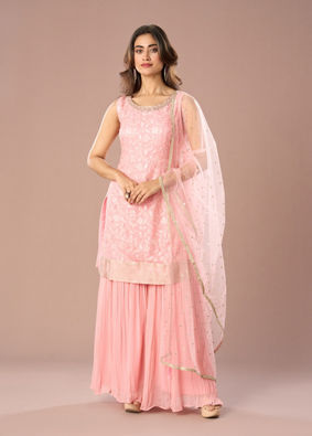 Mohey Women Light Pink Sharara Suit Fiesta
