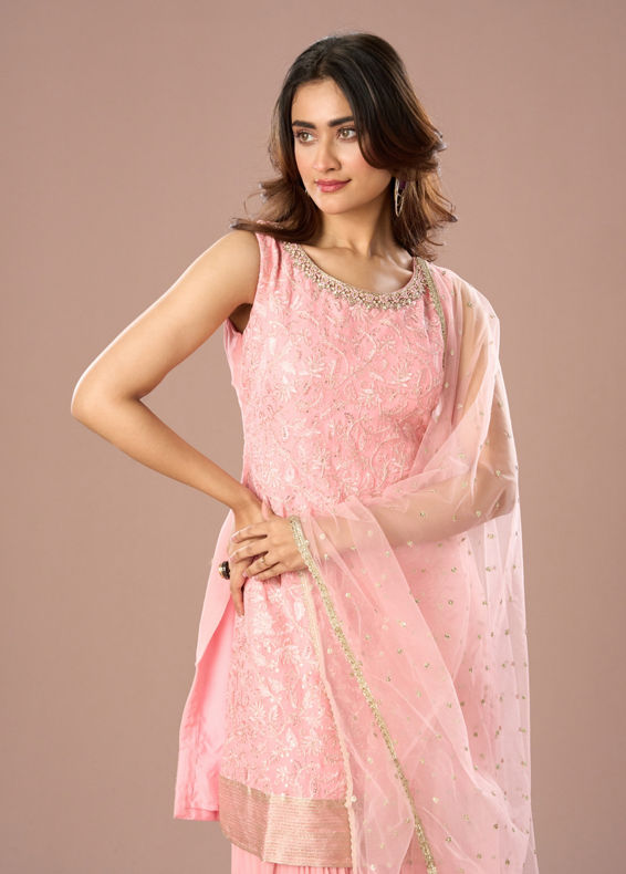 Mohey Women Light Pink Sharara Suit Fiesta