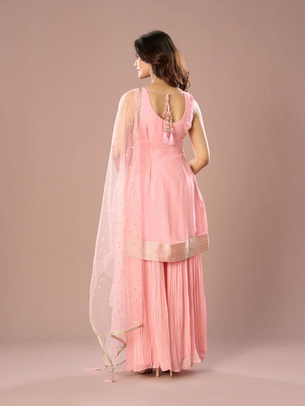 Mohey Women Light Pink Sharara Suit Fiesta