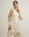 Mohey Women Cream Georgette Sharara Suit with Stone Work