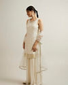 Mohey Women Cream Georgette Sharara Suit with Stone Work