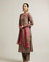 Mohey Women Light Brown Floral Printed Straight Suit with Sequin Work