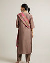Mohey Women Light Brown Floral Printed Straight Suit with Sequin Work