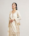 Mohey Women Dark Cream Floral Patterned Palazzo Suit Set with Sequin