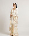 Mohey Women Dark Cream Floral Patterned Palazzo Suit Set with Sequin