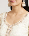 Mohey Women Dark Cream Floral Patterned Palazzo Suit Set with Sequin