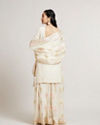 Mohey Women Dark Cream Floral Patterned Palazzo Suit Set with Sequin