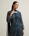 Mohey Women Teal Blue Bel Buti Embroidered Anarkali Suit