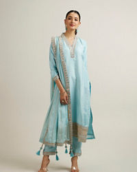 Mohey Women Light Blue Elegance Straight Suit