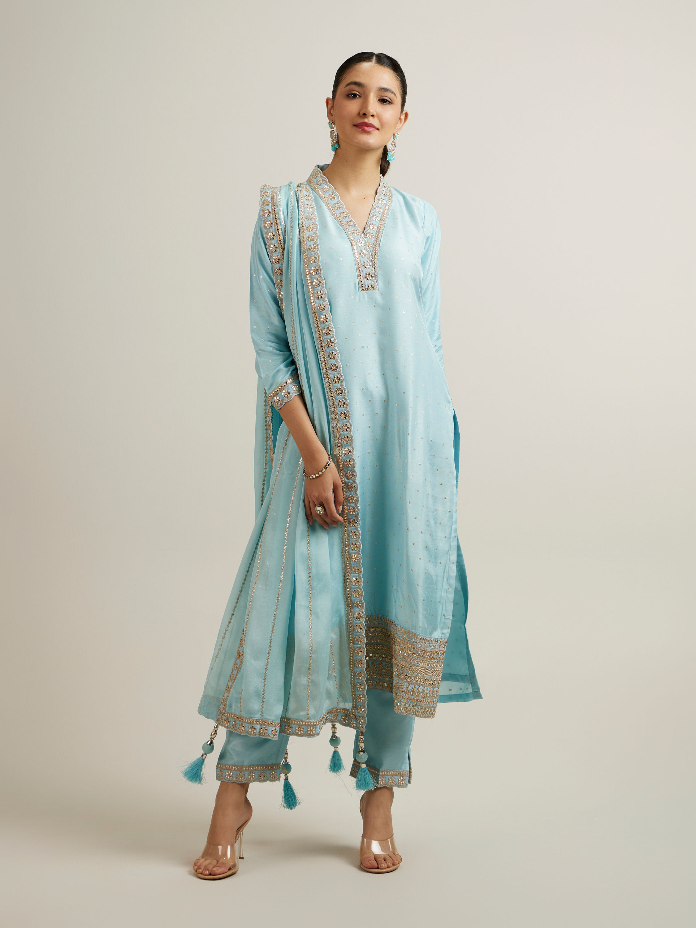 Mohey Women Light Blue Elegance Straight Suit