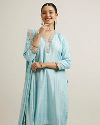 Mohey Women Light Blue Elegance Straight Suit
