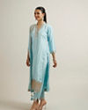 Mohey Women Light Blue Elegance Straight Suit