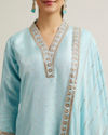 Mohey Women Light Blue Elegance Straight Suit