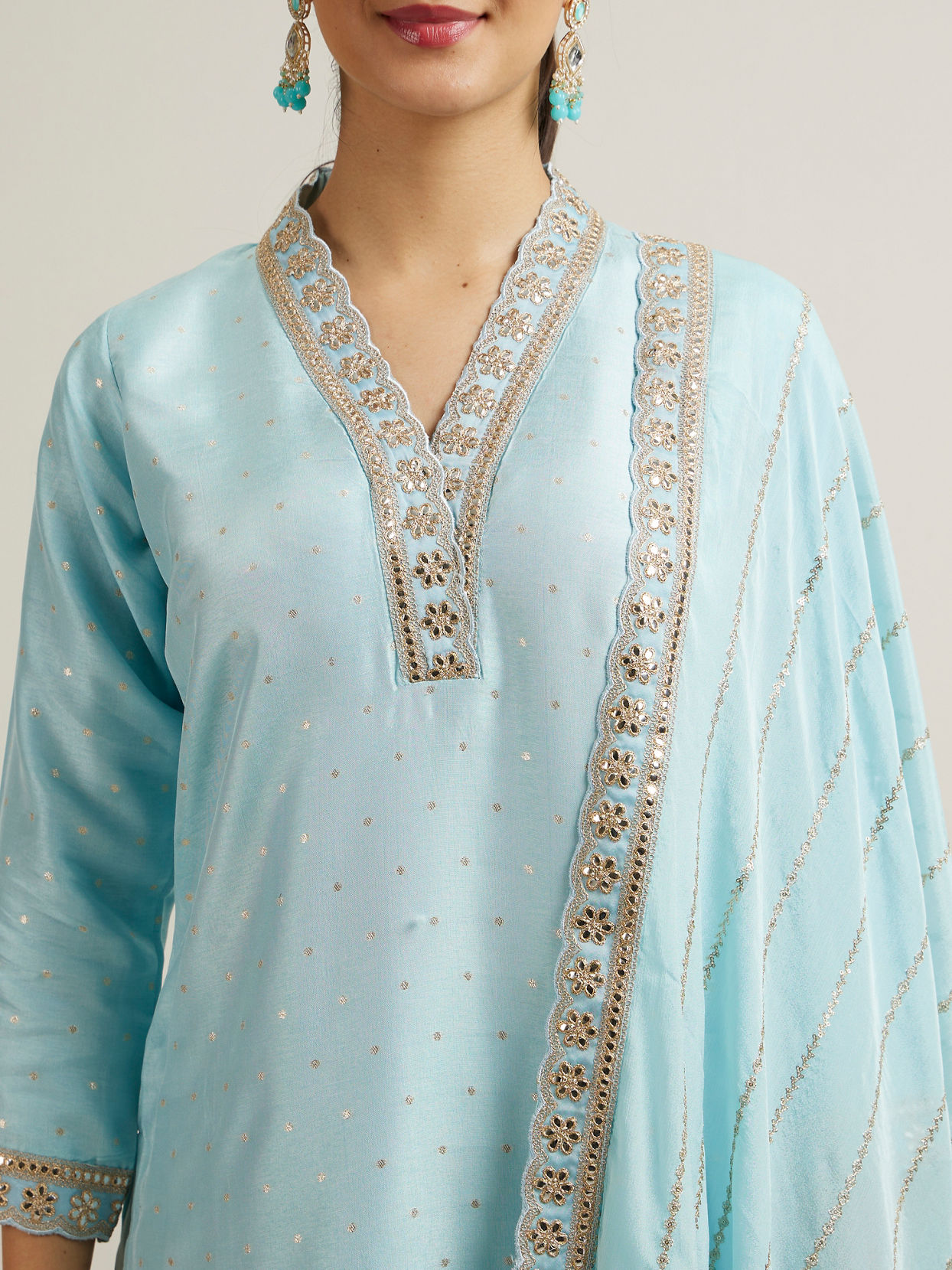 Mohey Women Light Blue Elegance Straight Suit