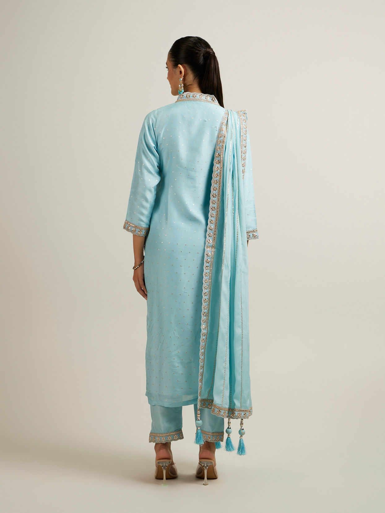 Mohey Women Light Blue Elegance Straight Suit