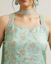 Mohey Women Sea Green Silk with Embroidery and Sequin Palazzo Suit