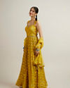 Mohey Women Mustard Yellow Bel Buti Patterned Anarkali Suit