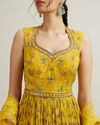 Mohey Women Mustard Yellow Bel Buti Patterned Anarkali Suit