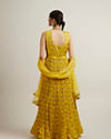 Mohey Women Mustard Yellow Bel Buti Patterned Anarkali Suit