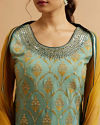 Mohey Women Sea Green Mustard Yellow Buta Patterned Sharara Suit
