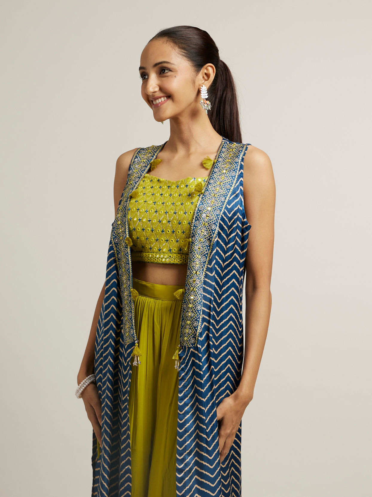 Mohey Women Satin Splendor Stiched Indo Western Collection