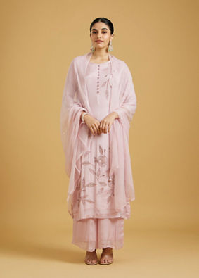 Mohey Women Elegant Pink Chinon Palazzo Suit