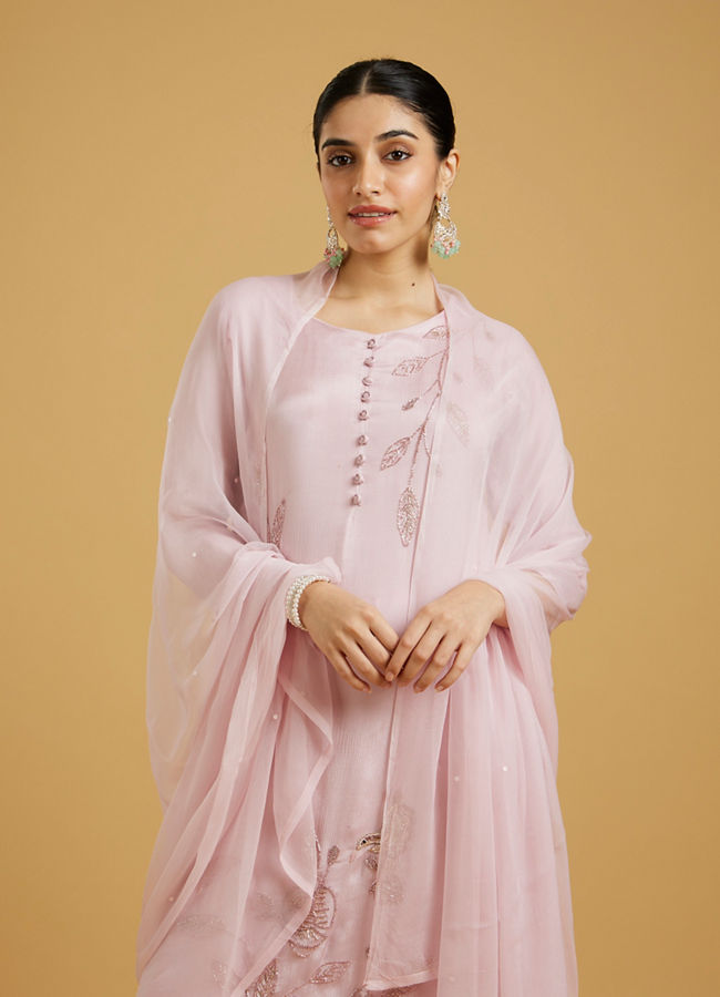 Mohey Women Elegant Pink Chinon Palazzo Suit