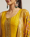 Mohey Women Mustard Yellow Sequin Embellished Suit with Floral Duapatta