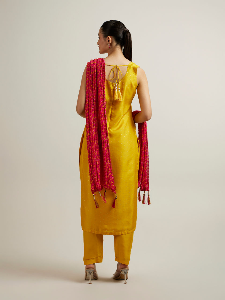 Mohey Women Mustard Art Silk Straight Suit with Zardosi Work