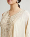 Mohey Women Soft Beige Ogee Patterned Sharara Suit Set with Sequin Work