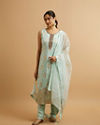 Mohey Women Blue Viscose Straight Suit with Zardosi Work