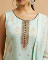 Mohey Women Blue Viscose Straight Suit with Zardosi Work